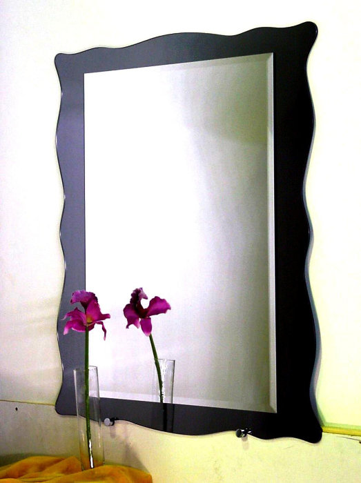 Зеркало прямоугольное комбинированное цветным стеклом и фацетом