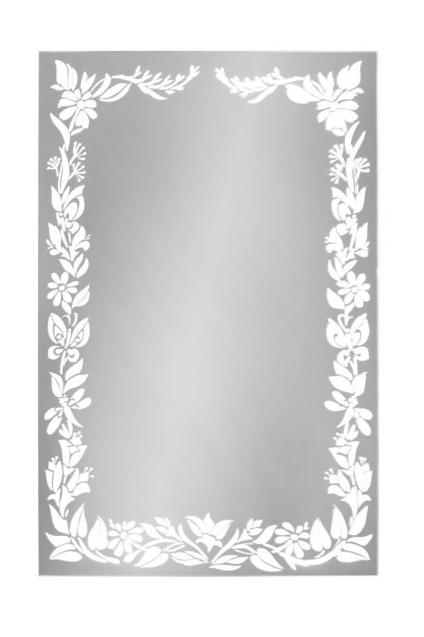 Зеркало с пескоструйным рисунком "Бабочки, цветы"