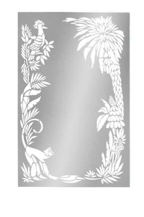 Зеркало с пескоструйным рисунком "Обезьяна, попугай"