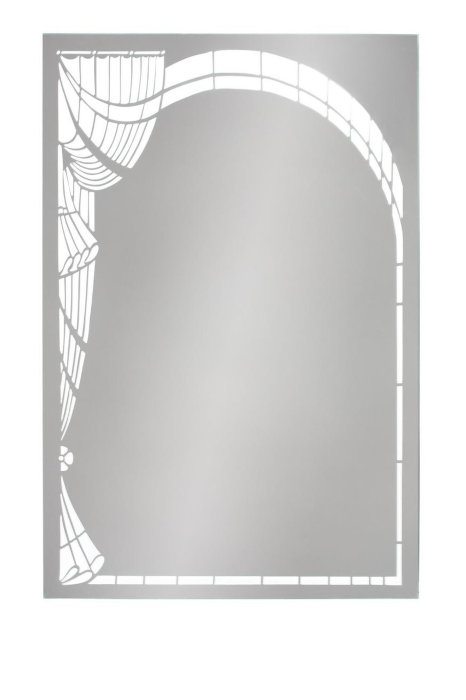 Зеркало с пескоструйным рисунком "Штора-арфа"