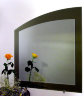 Зеркало прямоугольное горизонтальное (закругленный верх, комбинированное цветным стеклом, фацет)