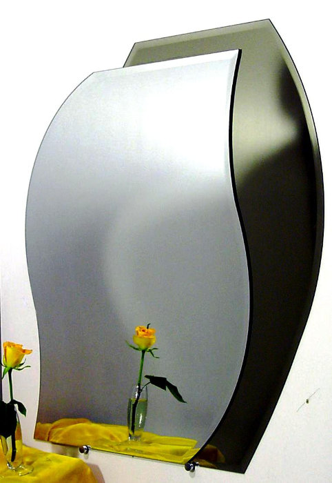 Прямоугольное зеркло с волнистыми краями (комбинированное цветным стеклом, фацет)