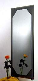 Прямоугольное зеркало со скошенными углами, комбинированное цветным стеклом и фацетом