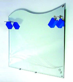 Серебряное прямоугольное зеркало (изогнутый верх, возможность установки светильников)